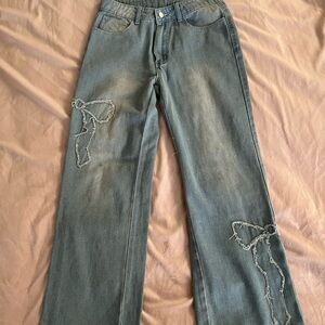 Light blue Bow accent Women Jeans